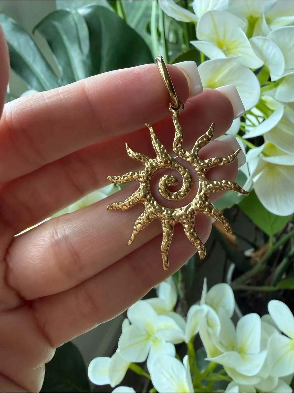Gold Sunburst Dangle Earrings